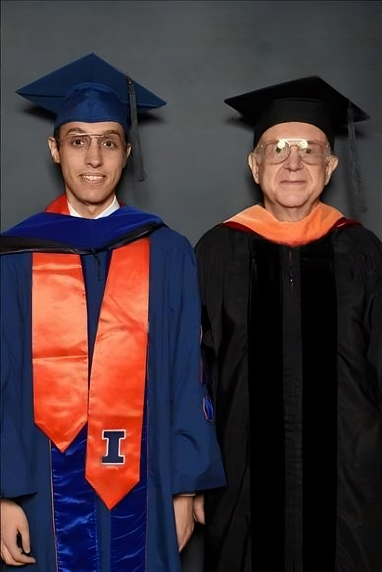 Hamza El-Kebir with one of his advisors, MechSE Professor Joseph Bentsman