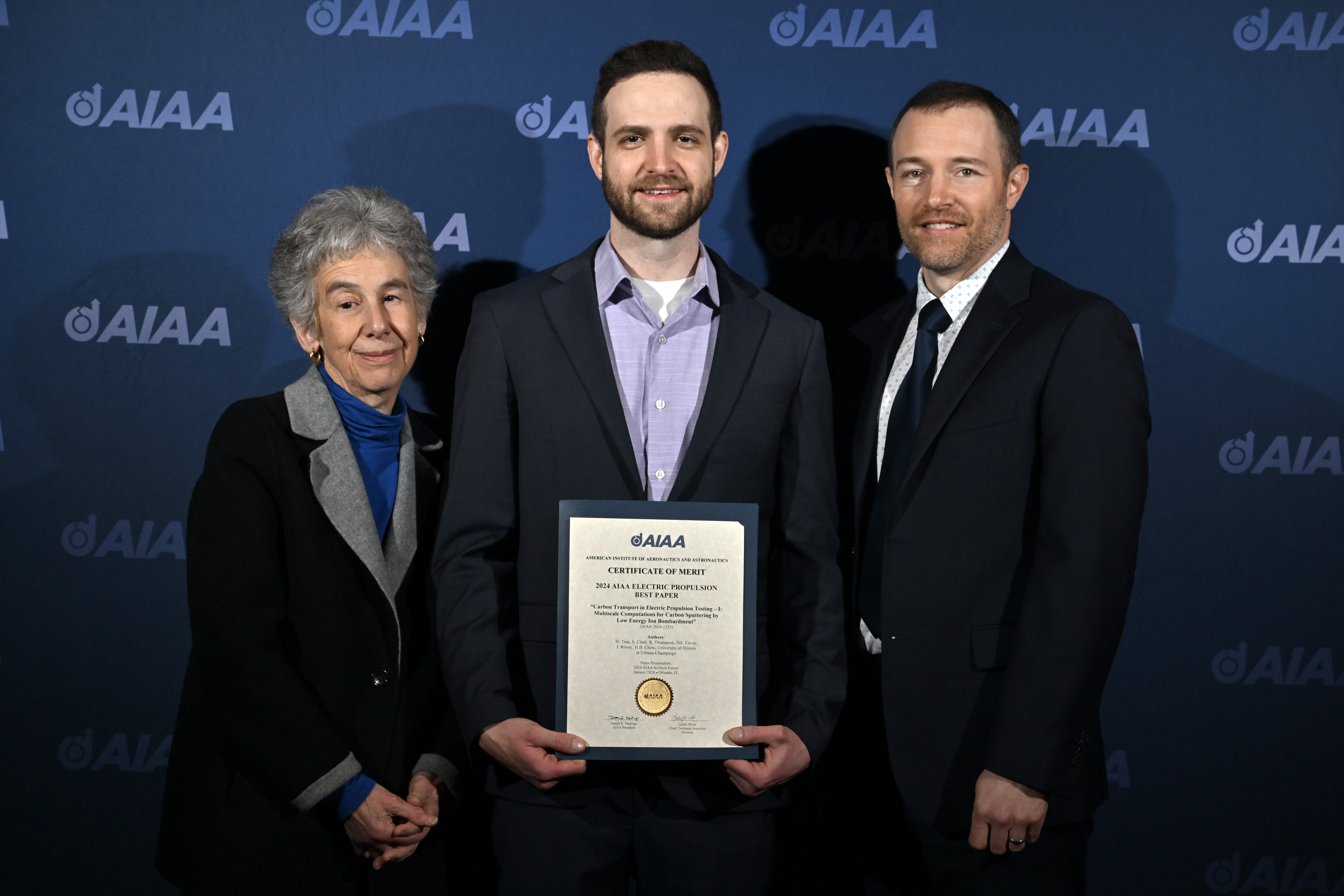 Authors represented at the AIAA Scitech 2025 conference to accept the award for Best Paper were Deborah Levin, Sean Clark and Joshua Rovey