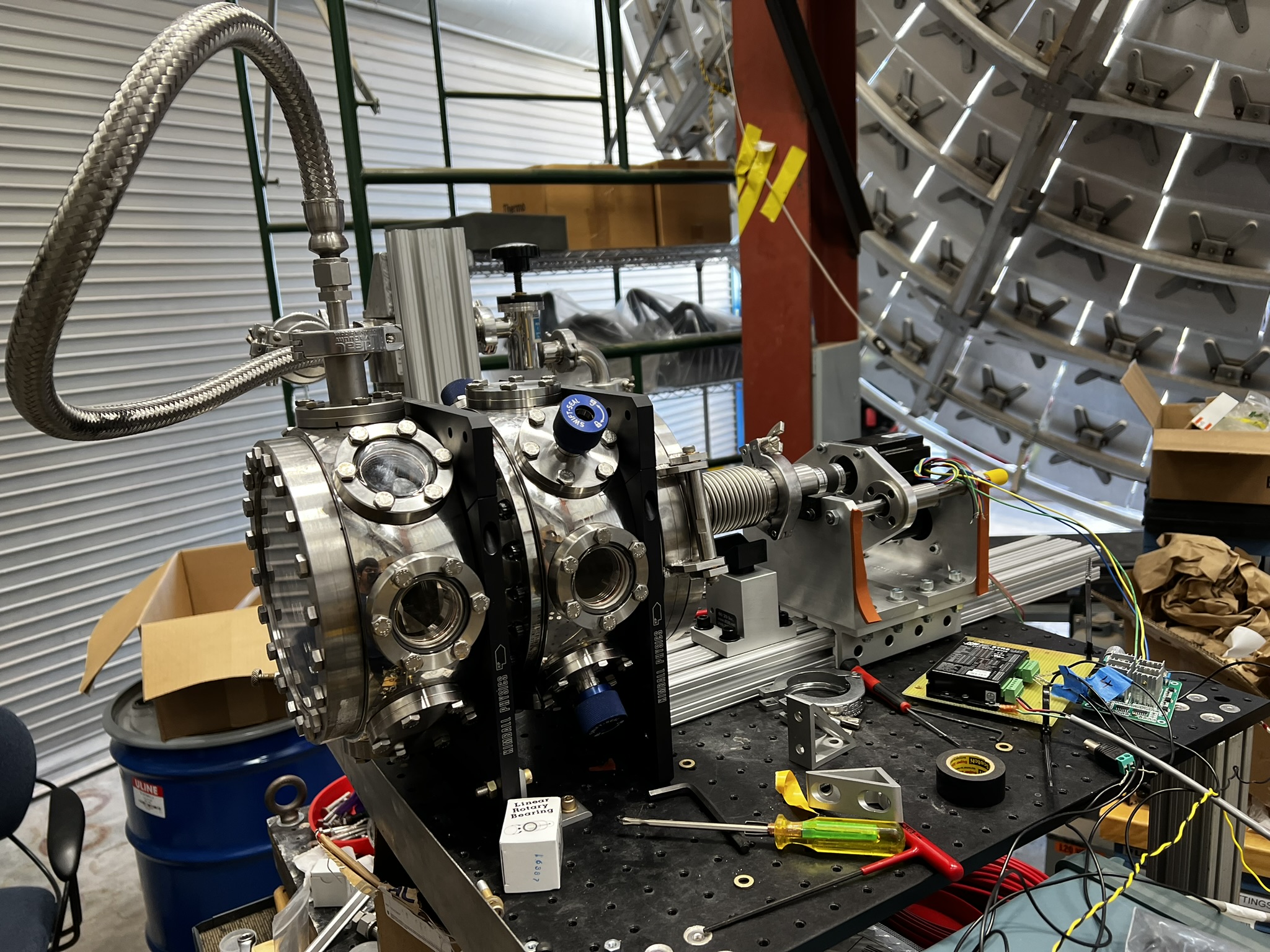 Spinning disk reactor at Sandia, partially designed and built by Zolfaghari, 2024