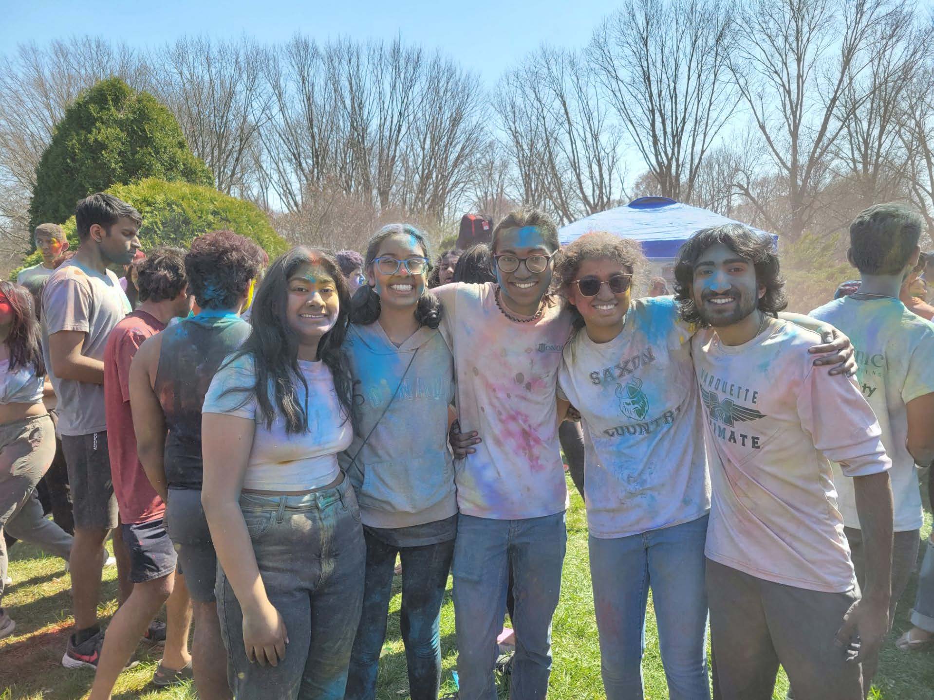 Bhardwaj and friends at Illinois' 2024 holi celebration
