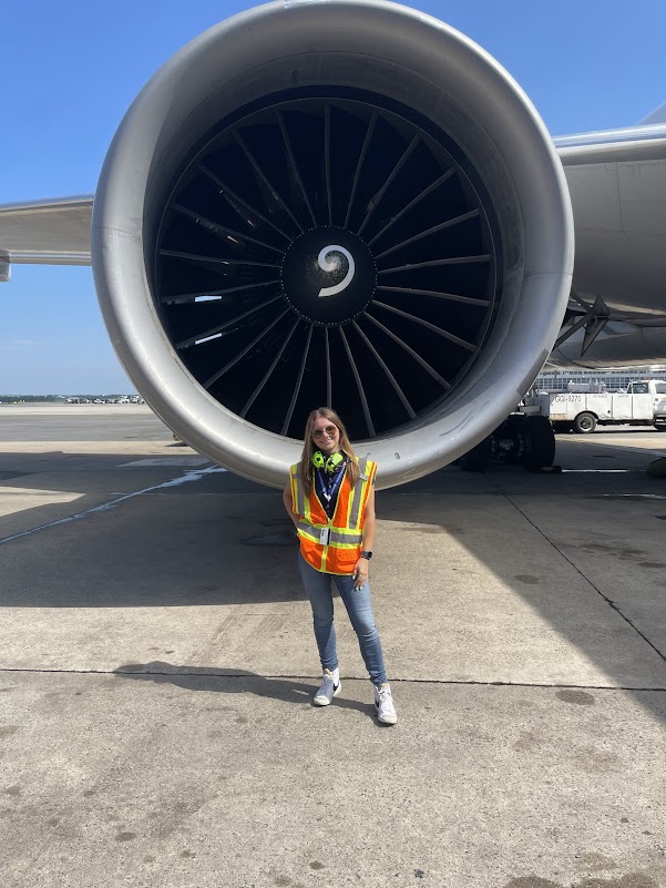 nicole orloff with airplane engine