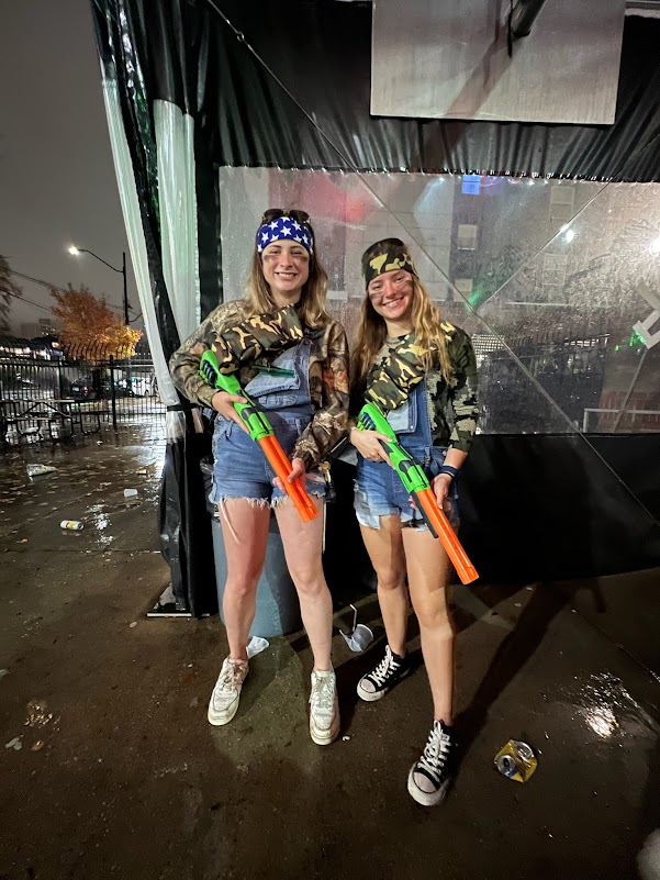 Morgan Scott and Nicole Orloff at a paintball event