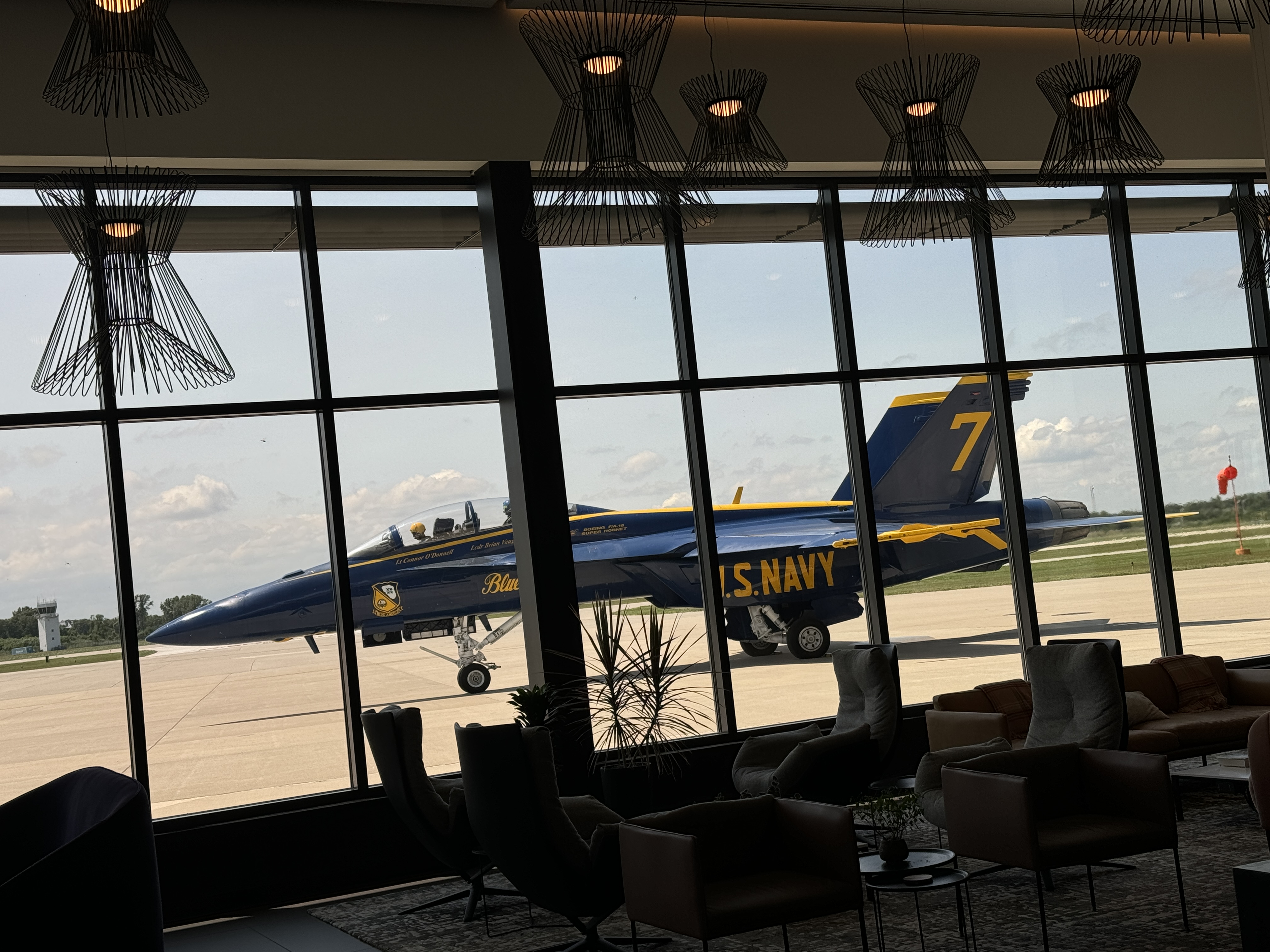 View of one of the Blue Angels from right outside the office at Gary Jet Center.