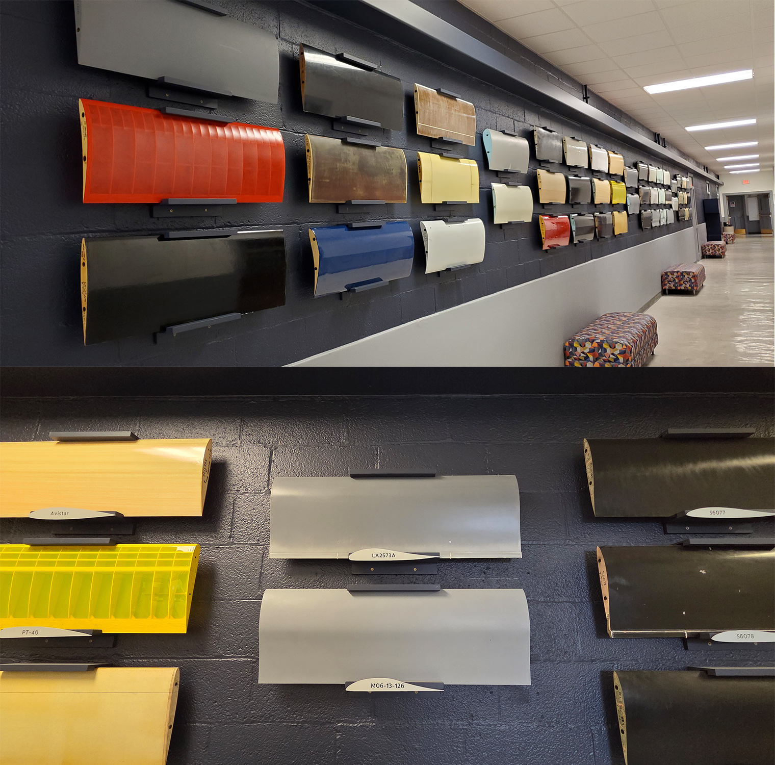 The Shape of Flight: A legacy of innovation in airfoil design hangs along a corridor on the third floor of Talbot Laboratory. At the center are two airfoils, the top designed by Robert Liebeck while a student at U of I. The airfoil below it was influenced by Liebeck&amp;acirc;&amp;euro;&amp;trade;s work.