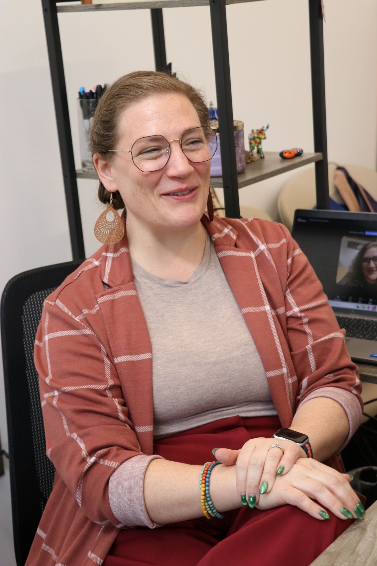 Laura Gerhold in her advising office in Talbot Laboratory.