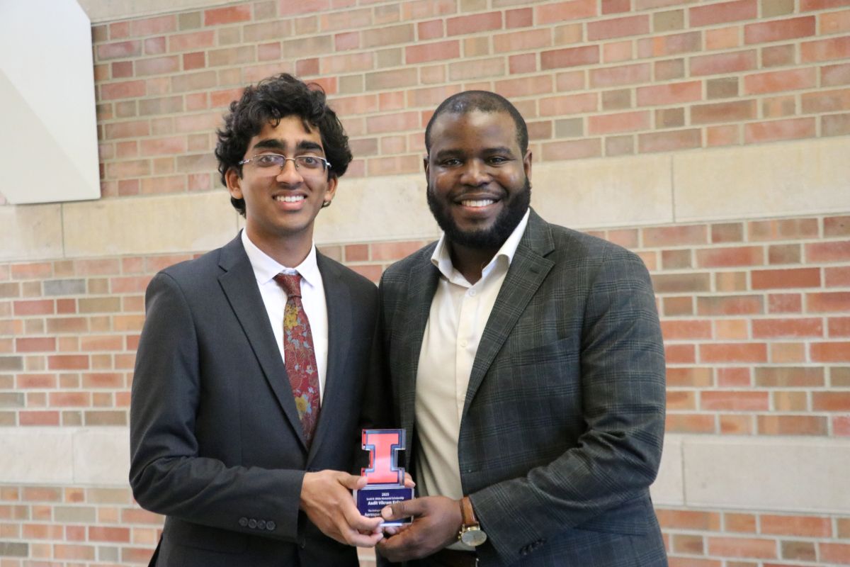 Aadit Kolar and Matthew Clarke at the 2025 aerospace award celebration.