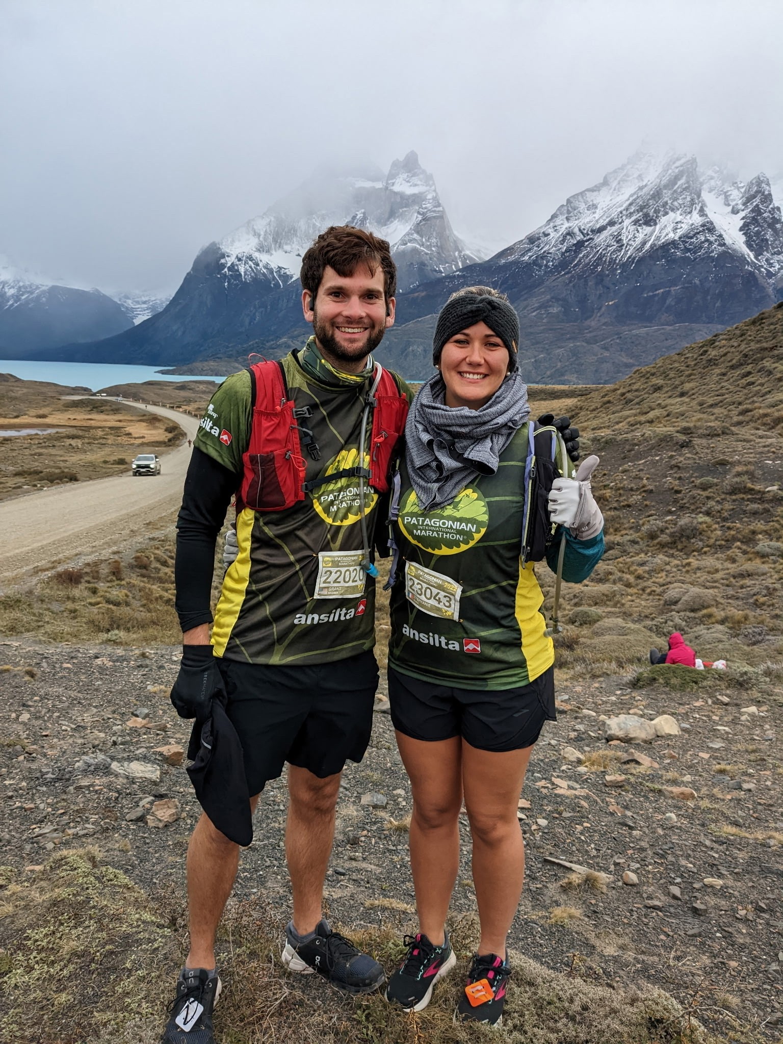 Grant Kramer and wife Stephanie Robbe Kramer at a race in Patagonia.