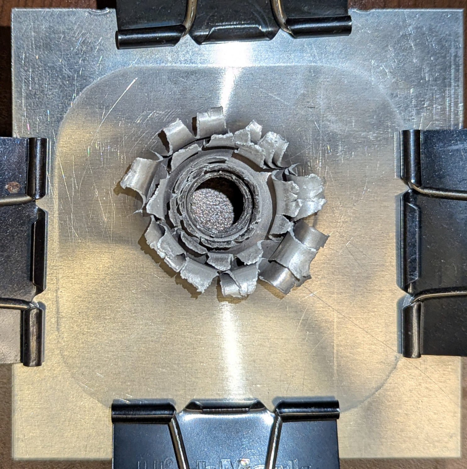 Impact on the target plate.