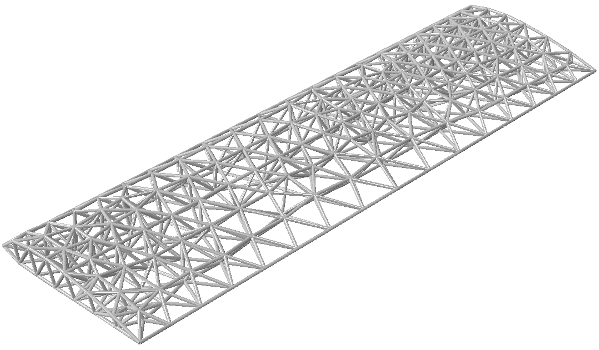 A simulated wing showing the optimized internal lattice structure.