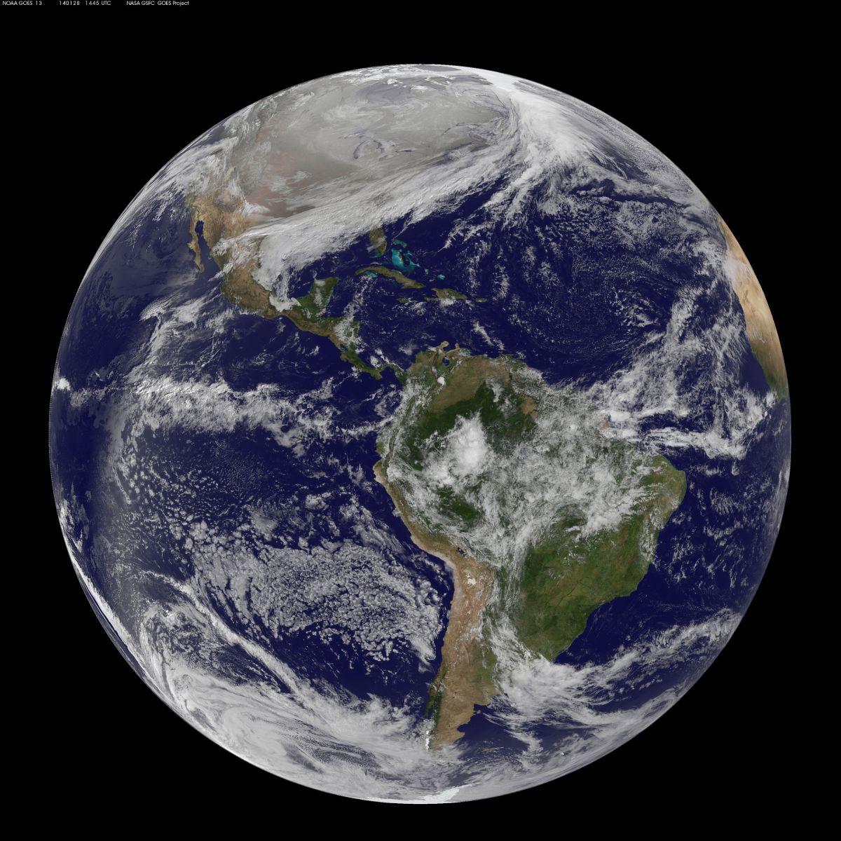 NOAA GOES-East satellite image shows an arctic blanket over North America. Credit: NASA Goddard