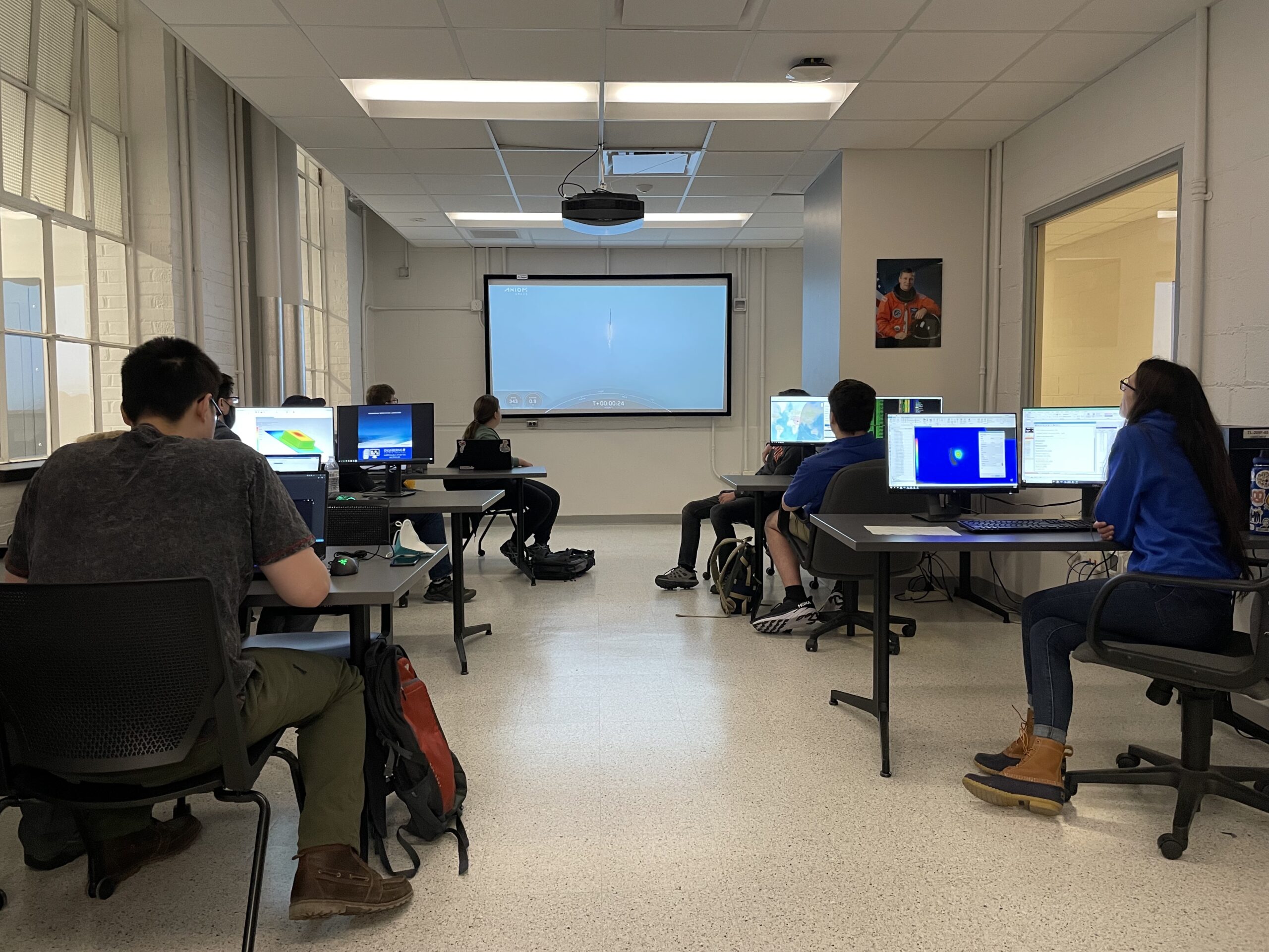 Students gathered in the Steven R Inaugurating the new Steven R. Nagel Mission Operations Center in 2022, students gathered to watch the launch of Axiom 1, the first private astronaut mission to the International Space Station.