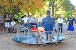 Testing Newton's laws on a merry-go-round.