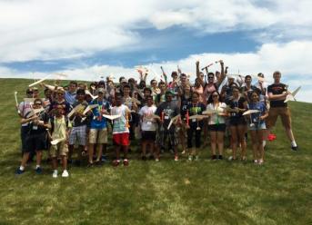 Students with airplane models