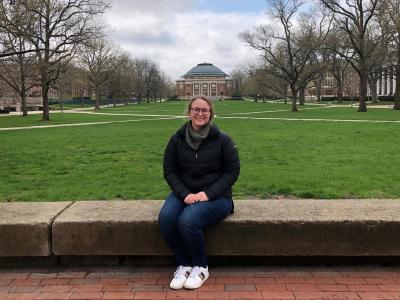 AE senior Elena Kamis on the U of I quad during spring semester 2020.