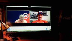 Photo of Zoom meeting, Michael Lembeck left, Scott Altman right