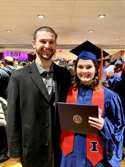Dean Romanchek, BS May â€™19 who is currently enrolled in the Professional Science Master's program in Space Studies at Rice University with Suzanne Peterson, BS December â€™19.
