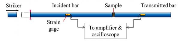 Schematic of the split Hopkinson pressure bar setup. 