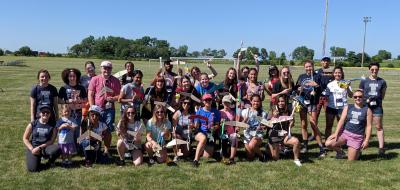 Students and most of this year's staff visited a local park on the last day of GAMES camp to launch the model rockets they'd built during the week.