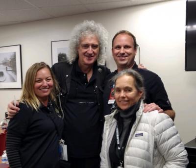 Left to right: Nicole Martin of Southwest Research Institute; Brian May, lead guitarist from the rock band Queen; Gabe Rogers; and Ann Harch from Cornell.  May was about to debut a song to commemorate New Horizons spacecraft&acirc;&euro;&trade;s New Year's Day flyby of Ultima Thule.