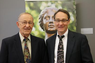 Paul Dees, right, with his father Dan Dees at the 2018 Dept. of Aerospace awards banquet.