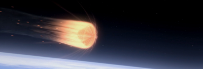 artist's rendering of a capsule in reentry