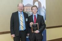 Connor Latham, right, with Bliss Professor and Department Head Philippe Geubelle