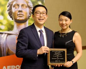 John Yu, left, with AE Assistant Prof. Grace Gao