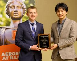 Ryan Noe, winner of the H.S. Stillwell Memorial Scholarship, with Assistant Prof. Koki Ho.
