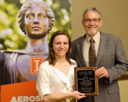 Cassandra Dickey, winner of the H.S. Stillwell Problem Solving Scholarship, with Prof. J. Craig Dutton.