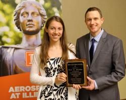Noel Brindise, winner of the R.W. McCloy Memorial Award, with Director of Undergraduate Programs Brian Woodard.