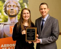 Katherine Carroll, winner of the R.W. McCloy Memorial Award, with Director of Undergradaute Programs Brian Woodard.
