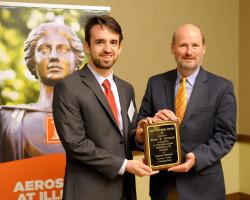 Ethan Clemmitt, winner of the R.W. McCloy Memorial Award, with Department Head Philippe Geubelle.