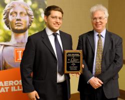 Or Dantsker, winner of the Preston A. henne Aerodynamics Fellowship in Aerospace Engineering, with Prof. Michael Selig.