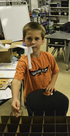 A BTW student tests the aircraft he built during the Fan Copter project.