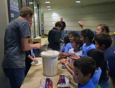 Illinois Space Day activities - liquid nitrogen exhibit