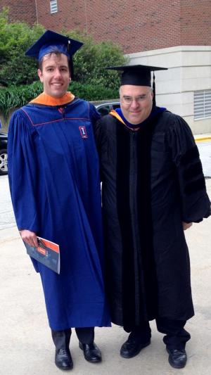 Matthew Schonert at the Spring 2016 Convocation with Prof. John Lambros