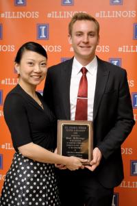 Prof. Grace Gao with Paul DeTrempe, winner of the H.S. Stillwell Problem-Solving Scholarship
