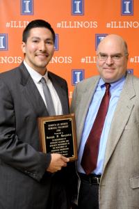 Joseph Gonzalez, winner of the Kenneth Lee Herrick Memorial Award, and Prof. John Lambros
