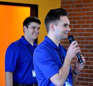 Conference Coordinator Michael Miller and AIAA at Illinois President Grant Kramer welcome attendees to the Regional Conference.