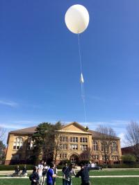 Lift-off in Prof. Vicki Coverstone's high-altitude balloon class.