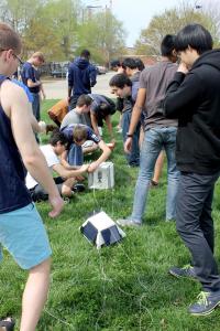 Students prepare their projects for launch.