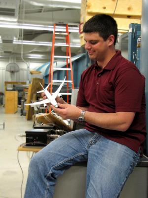 Brent Pomeroy conducts much of his research in the Aerodynamics Research Laboratory.