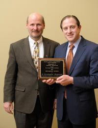 AE Department Head Philippe Geubelle with alumnus D. Christopher Raymond