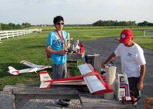 Campers got to work with model planes at the remote control flying field.