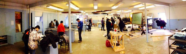 Student Aircraft Builders are building a manned airplane inside a hangar at Williard Airport.