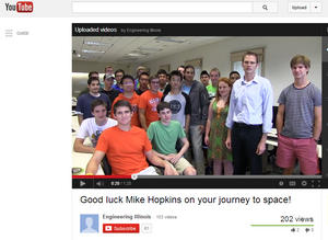 AE Associate Prof. Dan Bodony's class wishes &quot;Good Luck!&quot; to astronaut Mike Hopkins.