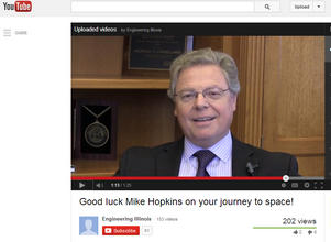 College of Engineering Dean Andreas Cangellaris wishes Good Luck! to astronaut Mike Hopkins