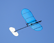 Light indoor aircraft with the video transmitter and camera mounted to the front of the plane.