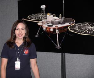Lynn Craig (BS '00) working at Mission Control during Phoenix Landing on May 25, 2008.