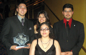Winning honors at the recent Society of Hispanic Professional Engineers National Conference were these AE students: (from left) Joseph Gonzalez; (back) Emily Zavala; Eric Carreras; and (front) Michelle Diaz.